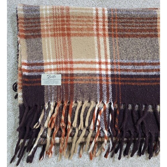 Plaid Wool Throw Blanket - Brown and Tan - Picture 4 of 8